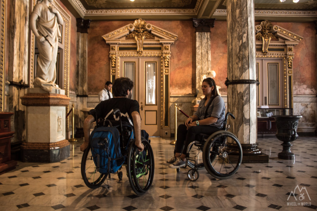 2 wheelchair user in National Theater lobby